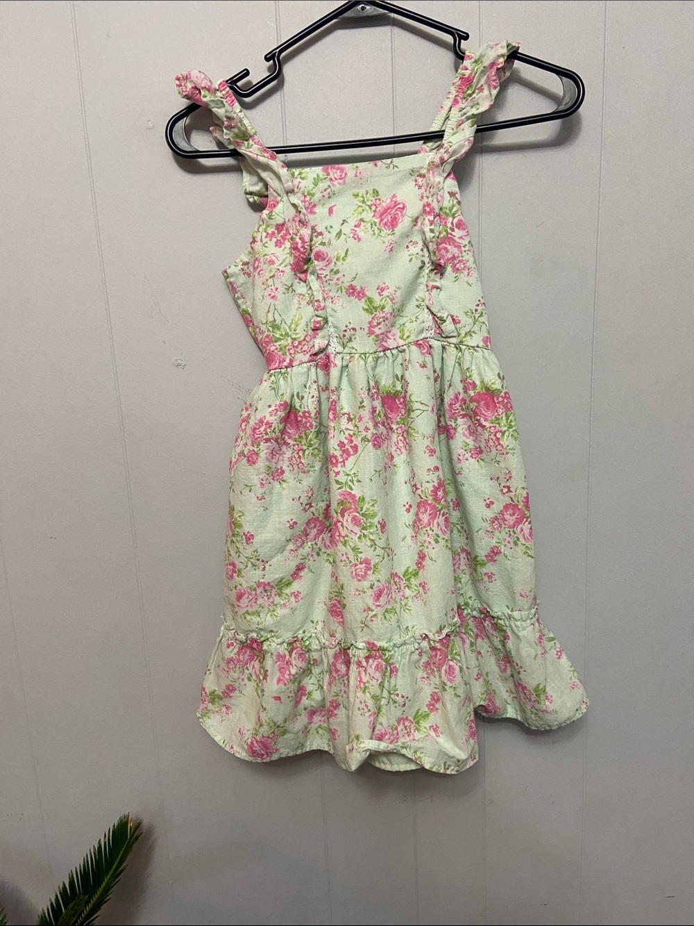 Shabby Chic Pink Floral Sundress on Mint cottagecore